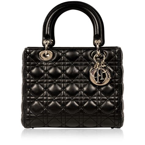 lady dior medium black second hand|Lady Dior medium lambskin.